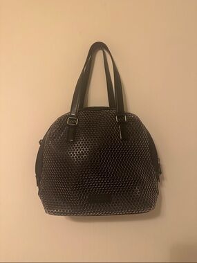 Rare vintage leather ISSEY MIYAKE Black Dome Tote Bag with Double Handles